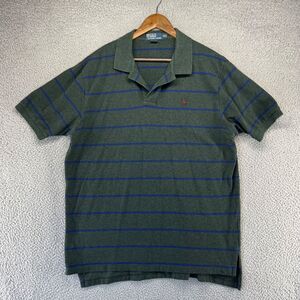 Vintage Ralph Lauren Polo Shirt Mens 2XL Dark Green Blue Preppy Tennis Pony 90s